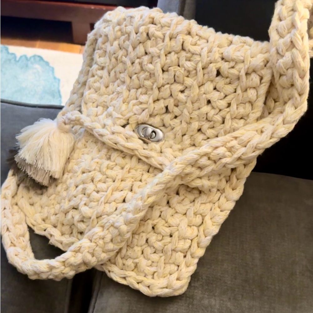 Hand made bag. 10”x11” silver clasp.